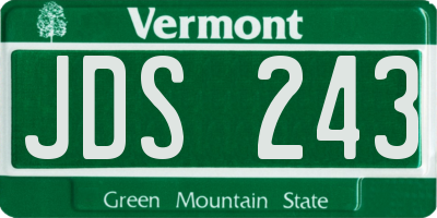 VT license plate JDS243