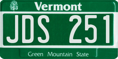 VT license plate JDS251
