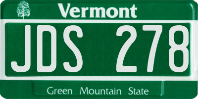 VT license plate JDS278