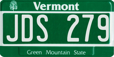 VT license plate JDS279