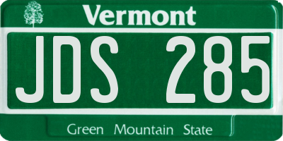 VT license plate JDS285
