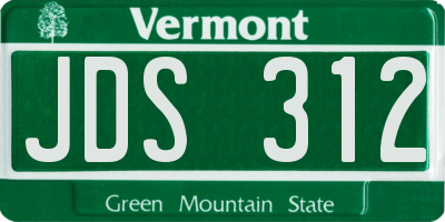 VT license plate JDS312
