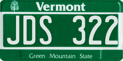 VT license plate JDS322