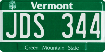 VT license plate JDS344