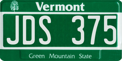 VT license plate JDS375