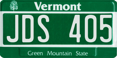 VT license plate JDS405