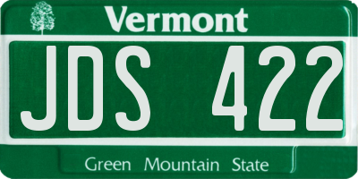 VT license plate JDS422
