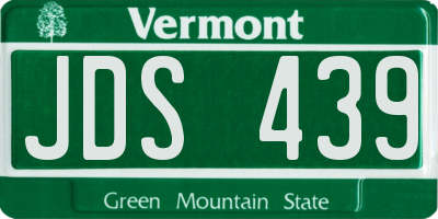 VT license plate JDS439