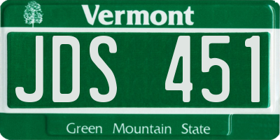 VT license plate JDS451