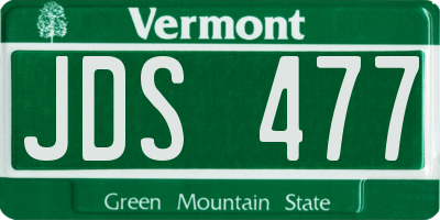 VT license plate JDS477