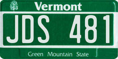 VT license plate JDS481