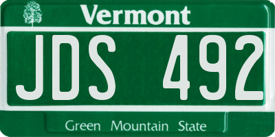 VT license plate JDS492