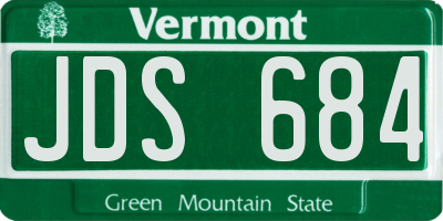 VT license plate JDS684