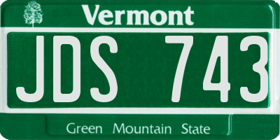 VT license plate JDS743