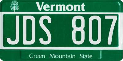 VT license plate JDS807