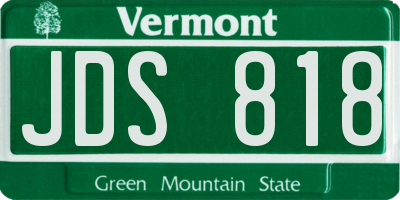 VT license plate JDS818