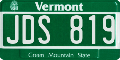 VT license plate JDS819