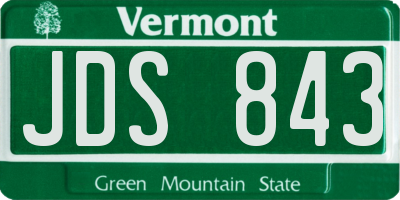 VT license plate JDS843