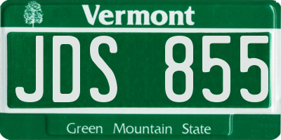 VT license plate JDS855