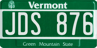 VT license plate JDS876