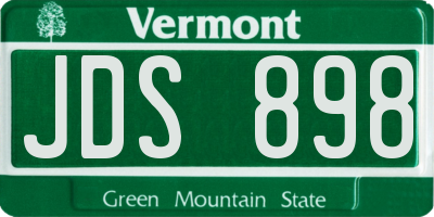 VT license plate JDS898