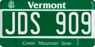 VT license plate JDS909