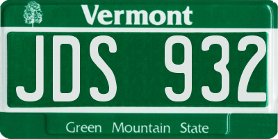 VT license plate JDS932