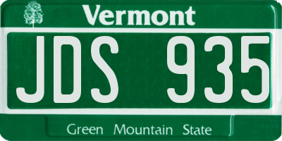VT license plate JDS935