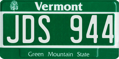 VT license plate JDS944