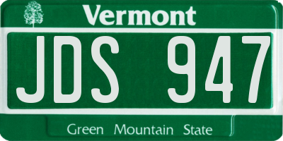 VT license plate JDS947