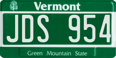 VT license plate JDS954