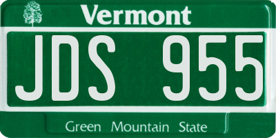 VT license plate JDS955