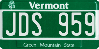 VT license plate JDS959