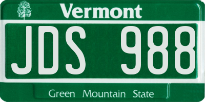 VT license plate JDS988
