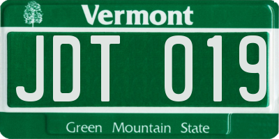 VT license plate JDT019