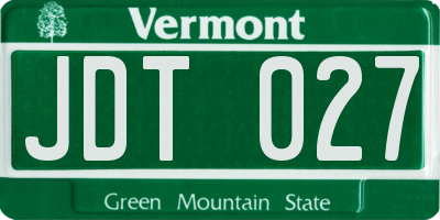 VT license plate JDT027