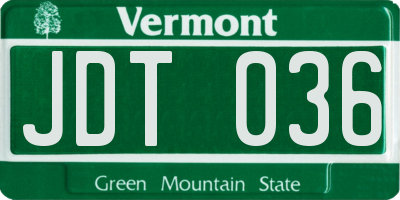 VT license plate JDT036