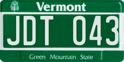 VT license plate JDT043