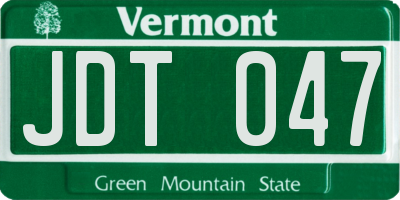 VT license plate JDT047