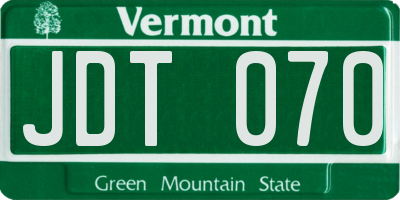 VT license plate JDT070
