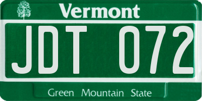 VT license plate JDT072
