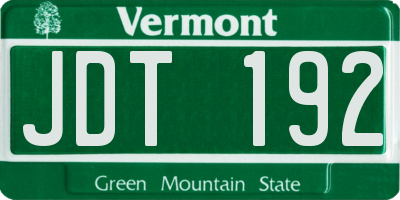 VT license plate JDT192