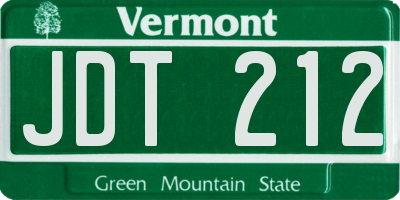 VT license plate JDT212