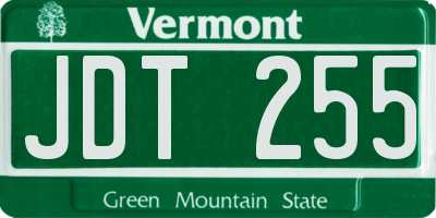 VT license plate JDT255