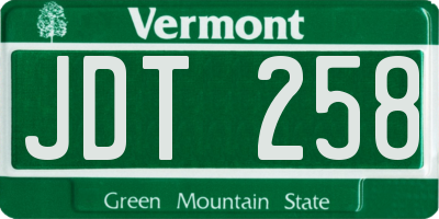 VT license plate JDT258