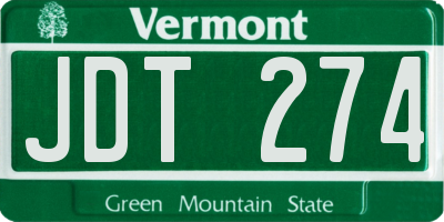 VT license plate JDT274