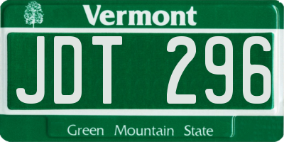 VT license plate JDT296