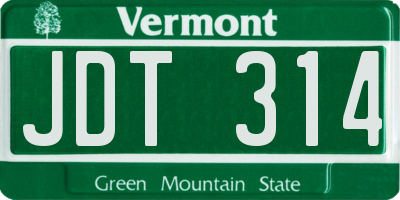 VT license plate JDT314