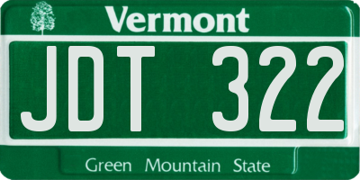 VT license plate JDT322