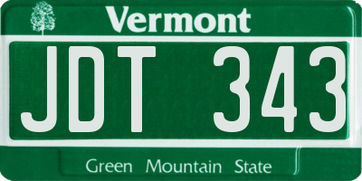 VT license plate JDT343
